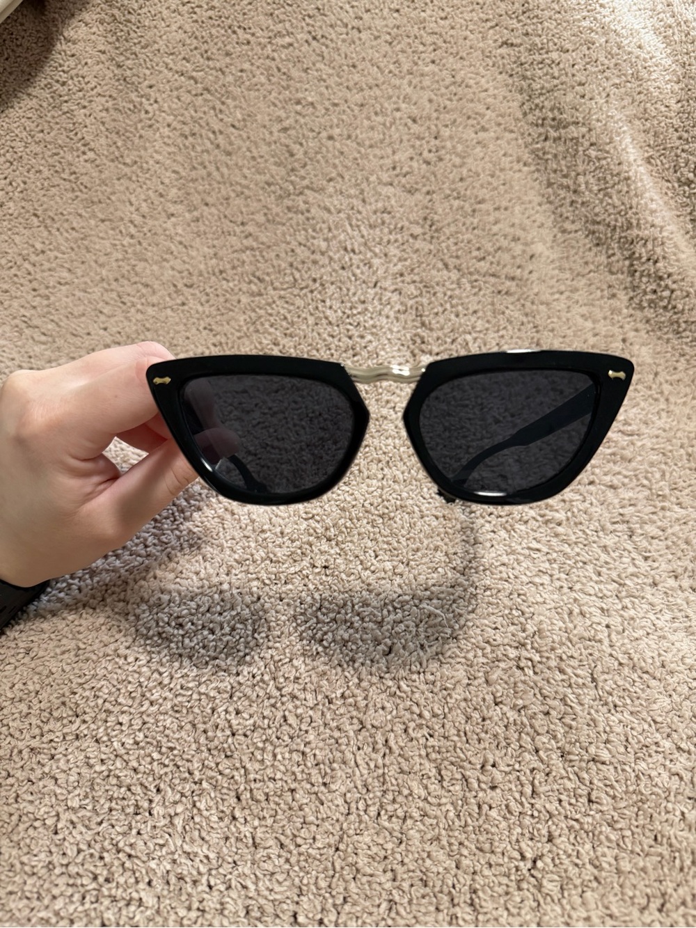 Black Framed Sunglasses with Gold Accents